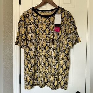 Nike Air Fly T-shirt Short Sleeve Loose Yellow & Black Snake Print Size …